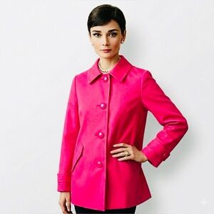 Jones New York Signature Woman Pink Button Down Jacket Peacoat